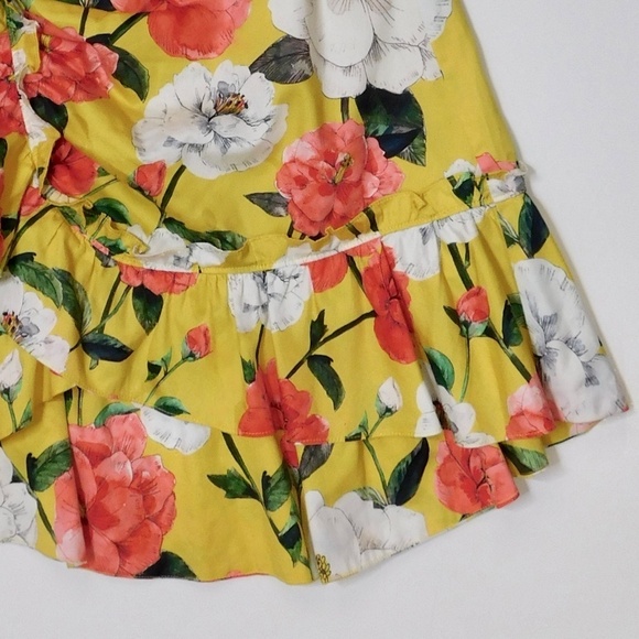 PARKER Coraline Skirt Yellow Floral Ruffles Lemon Wildflower Poplin Size 6 - Picture 5 of 16